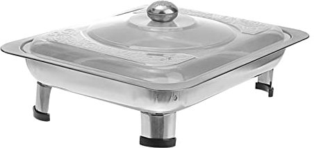 MAGICLULU Square Buffet Tray Stainless Steel Four-Legged Food Plate Versatile Buffet Dishes Storage Holder for Restaurant Catering and Banquet Use