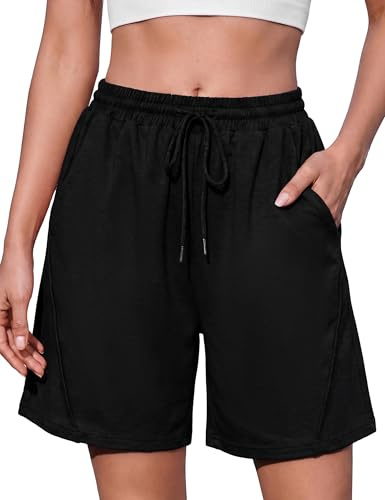 Litherday Pantaloncini Donna Estivi Cotone Shorts Sportivi Pantaloni Corti Shorts da Yoga Donna Sportivi con Tasche per Casa Casu