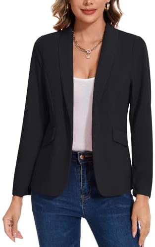 MINTLIMIT Womens Casual Blazer Suit 1 Button Blazers Shawl Collar Jacket Formal Elegant Professional (Black S)
