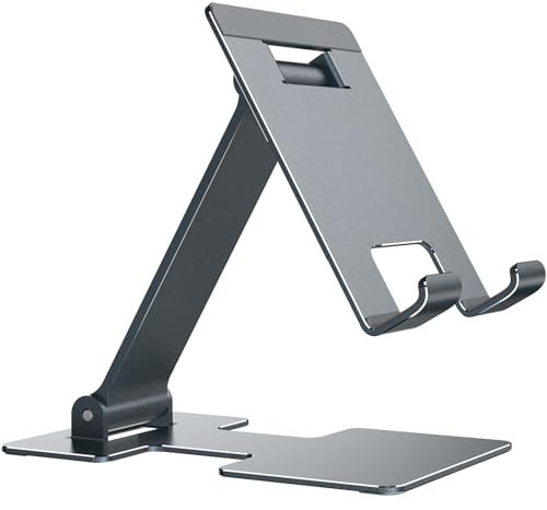 yootech Soporte Tableta Móvil, Soporte Plegable de Escritorio para iPhone 16 15 14 13 12 11 X Serie, Soporte Tableta para iPad/Galaxy/Google Tablet(8.3-11). para Galaxy, Xiaomi y más Smartphone- Gris