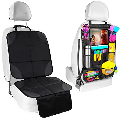 Fervalyna Kindersitzunterlage Isofix, rutschfest Wasserabweisender Autositzschoner, Universell Sitzschoner Auto Kindersitz, Autositzauflage mit Rückenlehnenschutz, Schutzunterlage, Autositzschutz