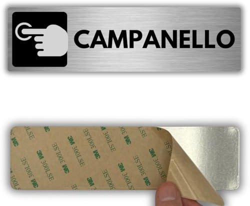 LEIASA | Señal adhesiva sonar timbre - 5 x 18 cm - Grosor 0,8 mm - Aluminio - Señal Llamar al Timbre - Señal Presionar Timbre - Cartel adhesivo 3M - Indicación Timbre