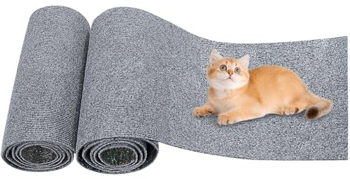 Omtofo 2 Rotoli Protezione Divano Graffi Gatto, 200x40cm Tappetino Tiragraffi per Gatti, DIY Climbing Cat Scratcher, Tiragraffi Divano per Proteggere Tappeti Divani Mobili (Grigio Chiaro)