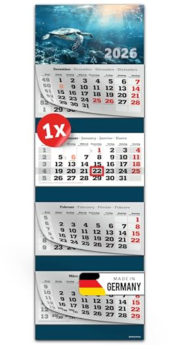 PRIMUS PRINT XXL Calendario 2026 – Multibloc Calendario de pared – Calendario de 4 meses – con fecha deslizante, calendario para colgar – Incluye días festivos y vacaciones – varios diseños – [1