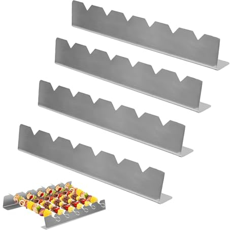 Gotetiso 4 Pièces Supports pour Brochettes de Barbecue 30cm Ensemble de Support en Acier Inoxydable pour Barbecue Grille Brochettes Rack Brochettes de Viande Accessoires de Barbecue