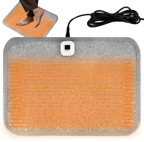 Tapis de sol chauffant en cristal de carbone, tapis chauffant en PVC avec interrupteur à pied, température réglable et antidérapant pour la maison et le bureau