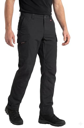DANISH ENDURANCE Softshell Hiking Pants for Men, Water-Resistant with Stretch and Cargo Pockets Medium Black 1-Pack