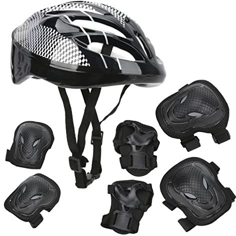 Zisemeil Juego de Equipo de Protección para Patinaje sobre Ruedas para Adultos, Rodilleras, Coderas, Casco, Muñequeras, 7 Uds.
