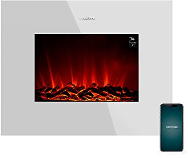 Cecotec Camino elettrico pronto caldo 2690 fiamme collegate bianco. 2000 W, dimensioni 26, WiFi, 2 livelli di potenza, telecomando, timer, 25 m2 (05828)