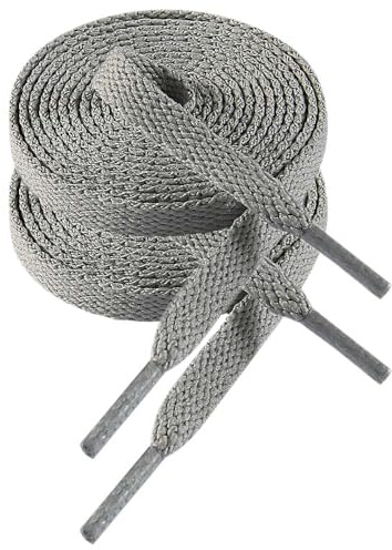 VSUDO 140 cm Cordones de Zapatillas Gris Claro Plano, 8mm Ancho Cordones de Zapatos Deporte Gris Claro, Light Grey Sneaker Shoelaces, Cordone Deportivos para Mujer o Hombre (1 Par-Gris Claro-140cm)