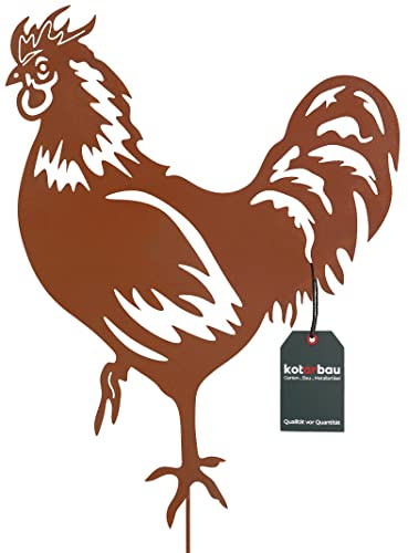 KOTARBAU® Décoration de Jardin Figurines Rouille 65cm Coq Poule Décoration de Noël Ecorost Piquet de Jardin Figurines & Statues Décoration de Jardin Rouille pour Extérieur Patine