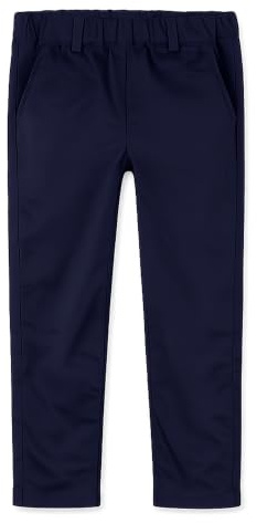 Mud Kingdom Liten pojke chinos solida bomullsbyxor justerbara knappar skolmode fyra säsonger, Marinblå, 4 �r