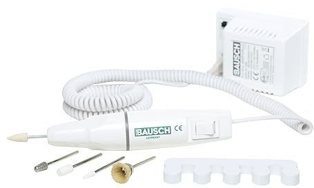 Peter Bausch 0301G Appareil de manucure et pédicure électrique 5 embouts pour poncer, limer, polir les ongles des mains et des pieds, enlever les callosités et les points de pression, soin des ongles