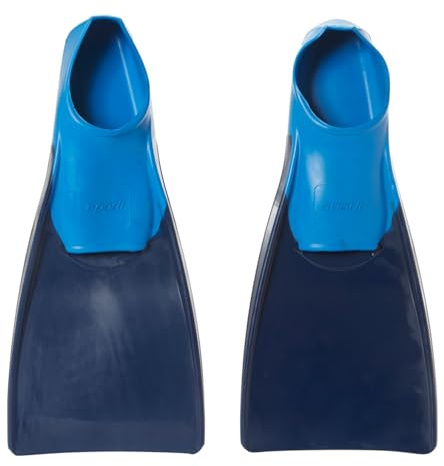 Sporti Adult-Kids Short Swim Fins, Floating Fin for Swimming & Snorkeling, Swim Flippers for Training - NavyBlue - M 9-10 / W 10-11