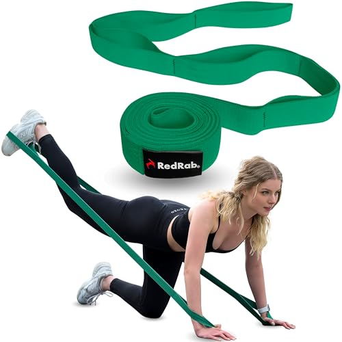 RED RAB Stoff Fitnessband mit Schlaufen - 245cm lang - Gymnastikband für Widerstandsbänder Krafttraining - reißfeste Fitnessbänder, Resistance Bands, Gummiband Sport, Trainingsbänder, Widerstandsband