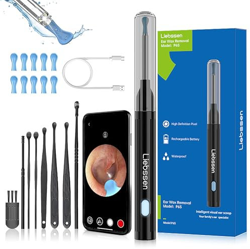Liebssen Ear Wax Removal with 1080P Camera Otoscope with 10 PCS Ear Spoon Ear Cleaner Ear Otoscope Cleaning Kits iOS iPhone iPad & Android Smart Phones