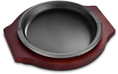 Assiette de service à steak en fonte, assiette épaisse Teppanyaki, assiette de barbecue coréen, assiette de steak frit, plaque de barbecue en fonte, assiette à steak occidentale - 22 cm