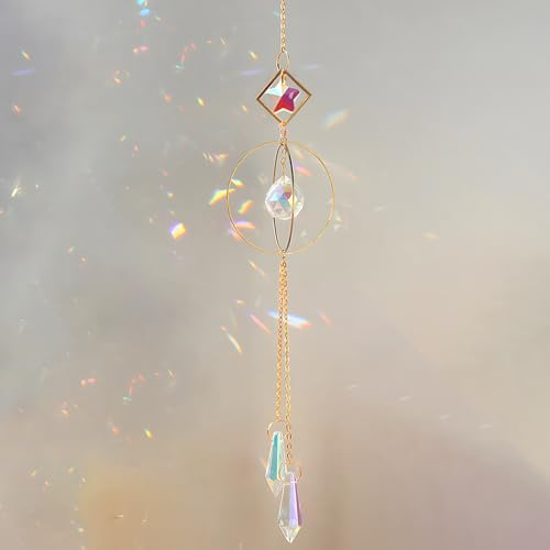 WOUYTPE Atrapasoles Cristal Colgante, Campana Viento Cristal, Sun Catcher para Ventanas Jardines, Adecuado para la Sala de Estar, Dormitorio, Oficina, Ventanas, Etc, Colorido en la Luz del Sol
