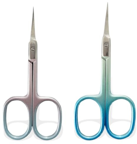 2Pcs Forbici per Cuticole Extra Sottili per Manicure e Pedicure, Lama Curva, Forbici per Unghie e Cuticole in Acciaio Temprato, Extra Affilate Taglia Cuticole per Rimuovere Pelle Morta e Cuticole