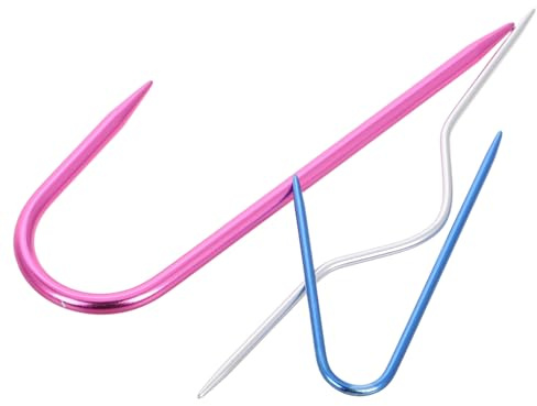 Toyvian Juego de 3 Agujas de Tejer Forma de U de Aluminio Agujas Punta Doblada para Trenzas y Puntos Retorcidos Herramienta para Tejer Suéteres Adecuado para Manualidades y Tejido