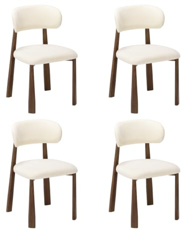 WOLTU Lot de 4 Chaises de Salle à Manger,Crème Blanc
