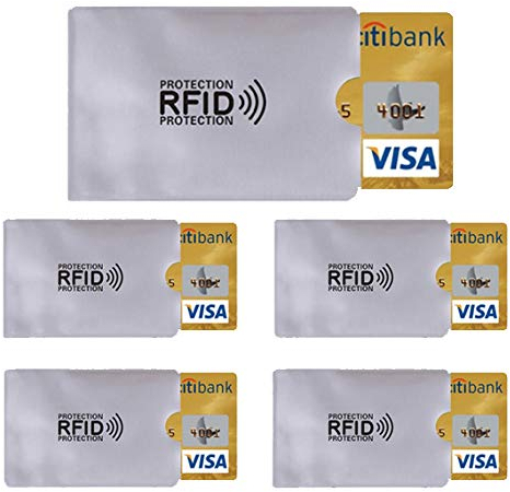 TÜV geprüfte RFID Schutzhülle (5 Stück) Blocker Hülle NFC Hüllen Datenschutz Abschirmung EC Karte Kreditkarte Schutzhüllen