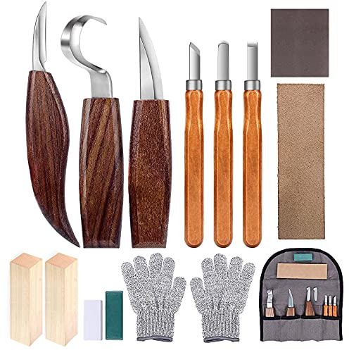 Set di coltelli a gancio per intaglio su legno 14 in 1 Kit per intaglio Strumenti per intaglio su legno, coltello a gancio per intaglio