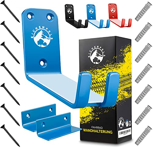 EICHENFELS Fahrrad Wandhalterung - Fahrradhalter [GEPRÜFT] - Fahrradhalterung Wand - Wandhalterung Rennrad MTB E-Bike + Montageanleitung - Befestigungsmaterial - 2X Stützwinkel