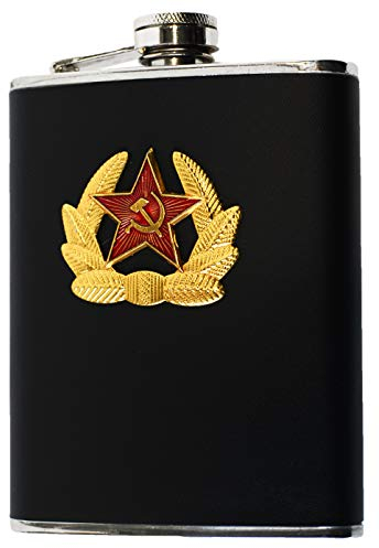 Flasque bouteille vide en acier inoxydable avec emblème URSS de 227 ml (8 onces) noir. Idée cadeau
