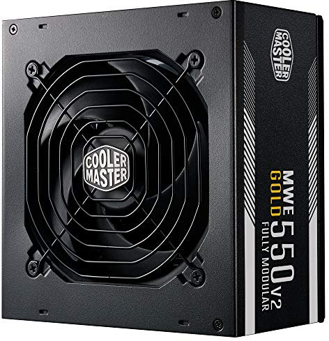 Cooler Master MWE 550 Gold V2 Fully Modular PSU (UK Plug) - 80 PLUS Gold 550W Power Supply Unit, Flat Black Cabling, 120mm HDB Fan, High-Temperature Threshold - 5 Year Warranty