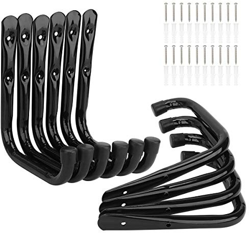 pipabiba 10 Pack Heavy Duty Garage Storage Ladder Hooks, 17cm Wall Mount Steel Utility Bike Hanger (19cm x 17cm)