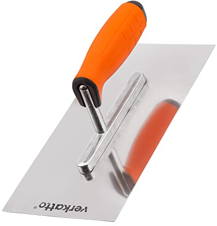 Mivos Llana de Acero Inoxidable 270 x 130 mm - Soft Mango de Dos Componentes - Flotador de Pegamento - Tabla Alisadora - Disco Alisador