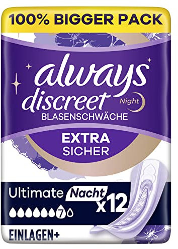Always Discreet Incontinence Pads Plus Women Ultimate Night x12