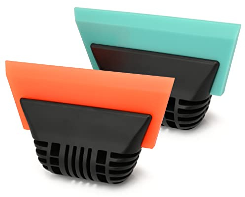 EHDIS avdragare bil, mjuk med silikonläpp, TPU-vattenskrapa för dusch, speglar, fönster och bil, fönstertorkare, bilinslagning fönstertätningsset, tiffanyblå + orange