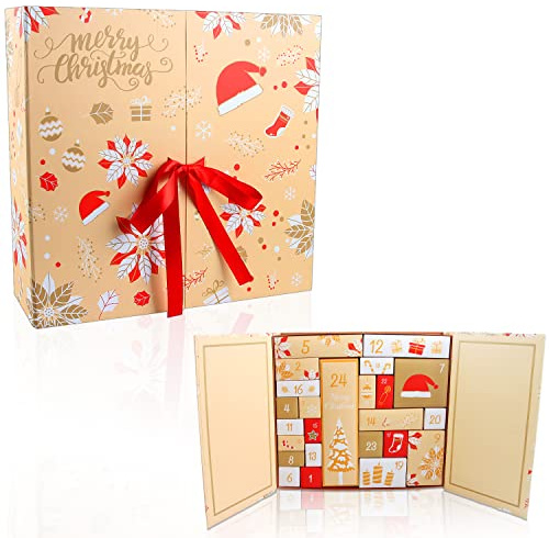 Calendario Dell'Avvento, Calendario Dell'Avvento da Riempire, Calendario Dell'Avvento Fai Da Te, Calendario Dell'Avvento di Natale con 24 Scatola, Conto Alla Rovescia per Natale Decorazioni Regali