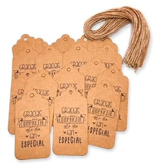 Lote de 100 Tarjetas Colgantes Kraft Cartón Frases para Detalles de Bodas - Tarjetas Originales Personalizadas, Bodas, Comuniones