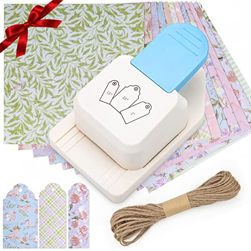 Punzone per etichette artigianali, a forma di etichetta del vento, 3 in 1, punzonatrice per carta regalo, punzonatrice per carta da 4,5 cm, con corda/scrapbooking, biglietti per fai da te
