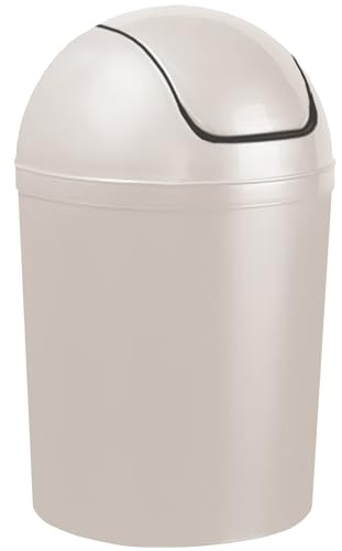 Home Centre Compact Plastic Swing Top Waste Bin 5 Litre White House Office Bathroom Lobby Dustbin Convenient Flap Top Cylindrical Shape Hygienic Waste Disposal Versatile Daily Usage, White 5L