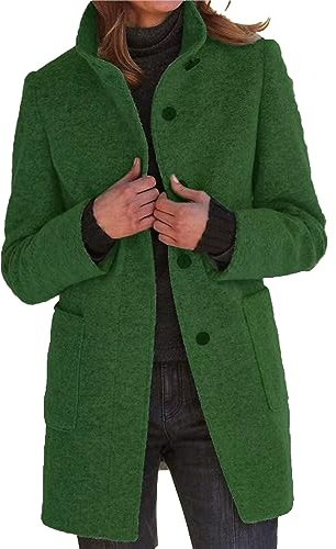 xxxiticat Damkappa av ullblandning enkel rad varm ståkrage långa blazerjackor trenchcoat med fickor S–3XL