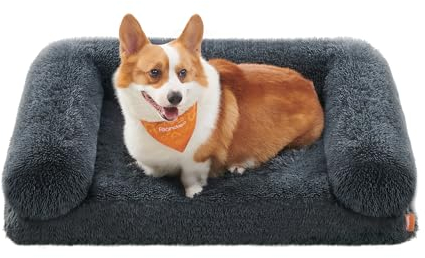 Feandrea FluffyHug Hundebett, Hundekissen Größe L, Hundematte für mittelgroße Hunde, Hundesofa Noppenschaumstoff, Bezug abnehmbar und waschbar, 91 x 68 x 19 cm, dunkelgrau PGW232G02V1