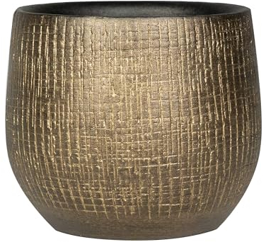 Blumixx Blumentopf Ryan 15 cm Durchmesser in Shiny Gold – Handgefertigt aus 100% natürlicher Keramik mit stilvoller Goldener Oberfläche – Klassisch & Modern