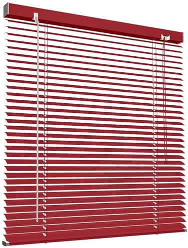 Horizontale Jalousien aus rotem Aluminium, Jalousien aus Aluminium und Metall, lichtfilternde Sicht, dekorativer Vorhang, wärmeisoliert for Badezimmer, Büro, anpassbar (Size : W155xH230cm(61x91in))