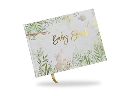 Premium Baby Shower Guest Book - 120 Plain 7 x 9 Premium Pages for Heartfelt Messages and Memories for Newborns Children Son Daughter Children Kids Photo Album Scrapbook Well Wishes Sign in Guestbook