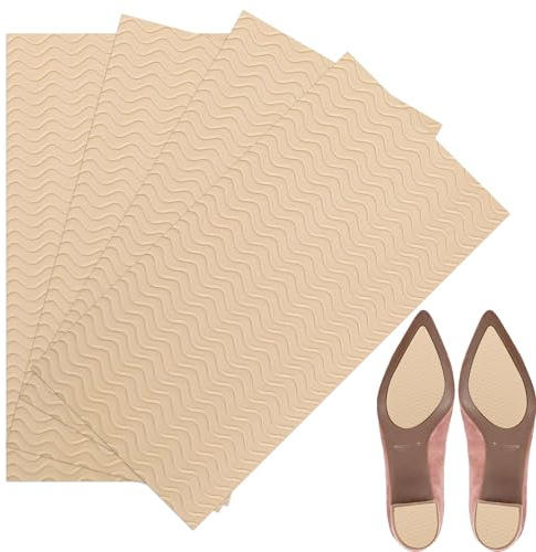 4 Pezzi Suola Pads Antiscivolo, 27×10 cm Protezioni per Suole di Scarpe, Suola scarpe gomma Può essere tagliato secondo la dimensione della scarpa Antiskid e Riduzione del rumore (colore albicocca, L)