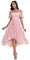 Ever-Pretty Robe d'Invité de Mariée Au Genou Manches Courtes High Low Bretelles Chic Violet Clair Rose 44