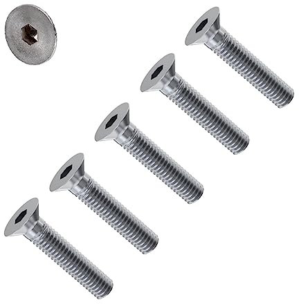 TERF® M8 X 25mm Hex Socket Countersunk Machine Screws Stainless Steel A2 (304) Machine Screw M8 (8mm) X 25mm Allen Key Hexagonal Socket Countersunk Bolts - Pack of 10