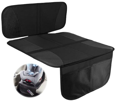 MINZHI Protector de asiento de coche para niños, con función antideslizante, protector de asiento infantil, para coche, con bolsillos de red, adecuado para niños (negro)