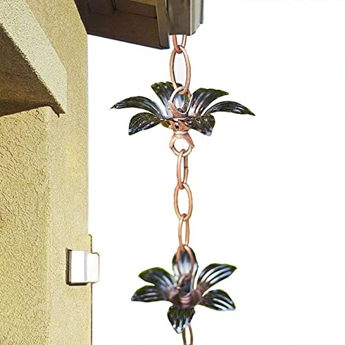 CMYUN Regenkette Extra Lange Japanische Regenketten, Metallfallrohr-Regenfangkette für Dachrinnen, Hausgarten-Hofdekor-Regenketten für Den Garten Im Freien(Style3,260cm(8.5ft))