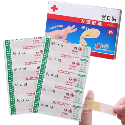 Lot de 50/100 bandages adhésifs pour plaies, autocollants de protection en tissu flexible pour petites coupures et éraflures, fournitures de soins des plaies