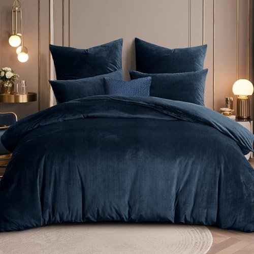RUIKASI Biancheria da letto in flanella, 200 x 200 cm, 3 pezzi, blu – Calda biancheria da letto invernale in pile con 2 federe da 80 x 80 cm